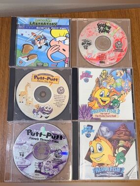 Vintage PC CD-ROM Game Lot (6) Freddi Fish, Putt-Putt, Dexter’s Lab Tested Work